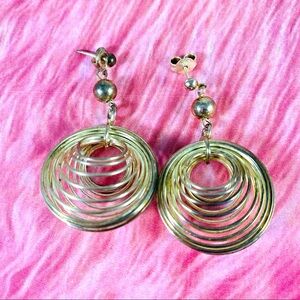 Super cute vintage multi hoop drop pierced earrings